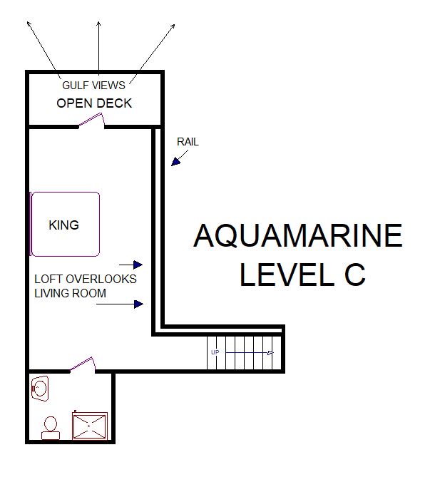 A level C layout view of Sand 'N Sea's beachfront house vacation rental in Galveston named Aqua Marine